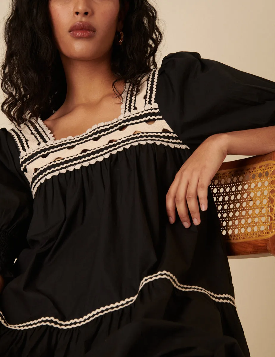 Black Crochet Tiered Karla Midi Dress sold by Nobody's Child product image thumbnail 4