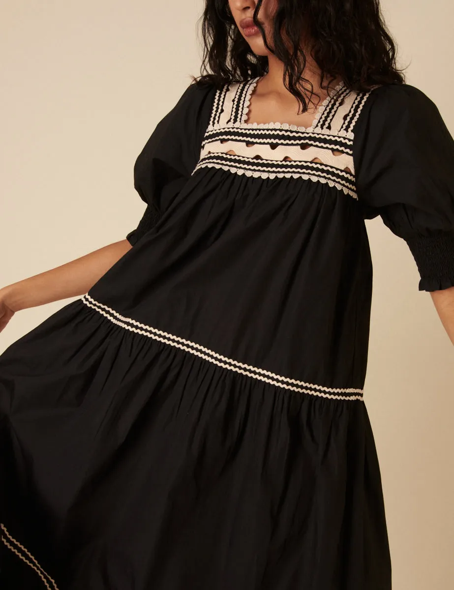 Black Crochet Tiered Karla Midi Dress sold by Nobody's Child product image thumbnail 2