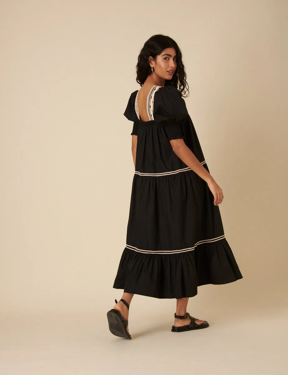 Black Crochet Tiered Karla Midi Dress sold by Nobody's Child product image thumbnail 5