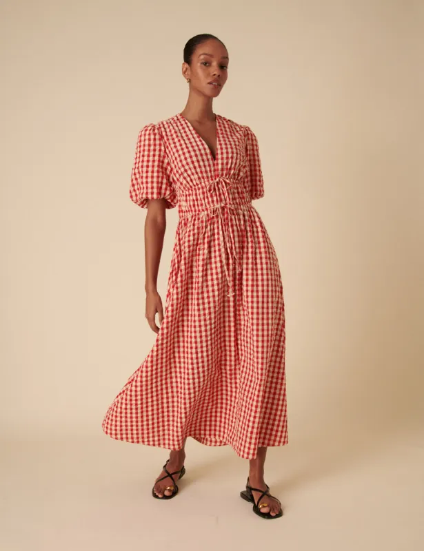 Red Gingham Scottie Midi Dress sold by Nobody's Child
