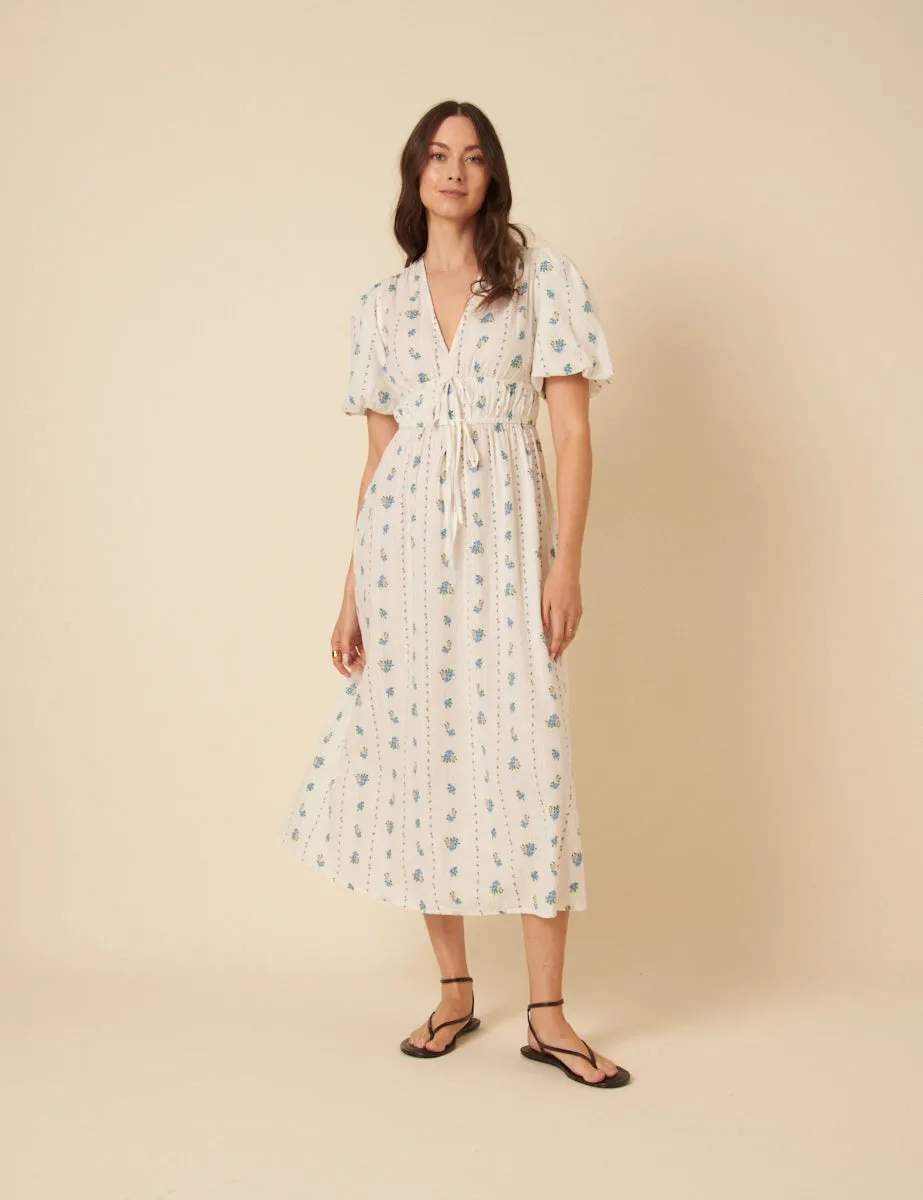 White Floral Printed Scottie Midi Dress sold by Nobody's Child product image thumbnail 3