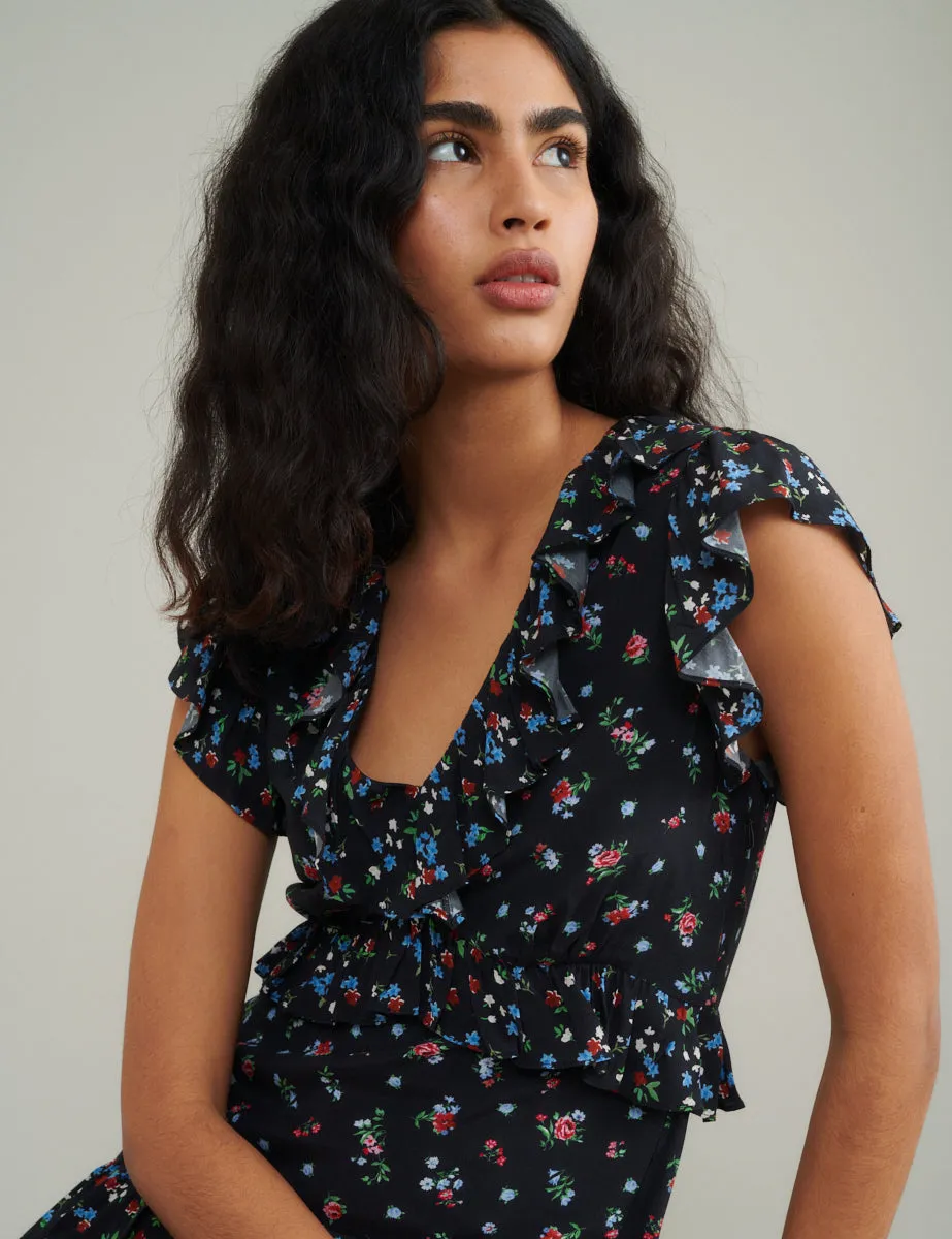 Black Floral Suvi Midi Dress sold by Nobody's Child product image thumbnail 2