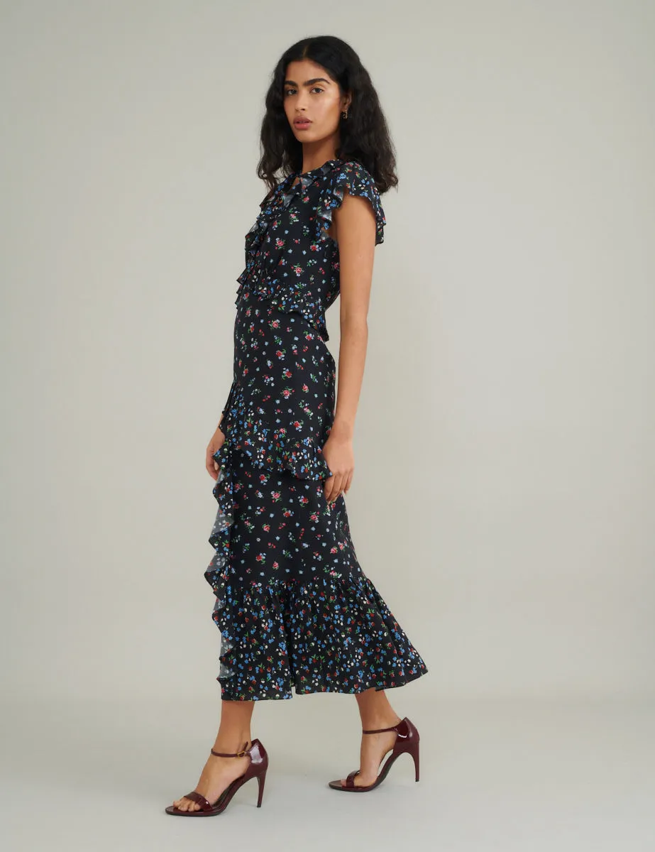 Black Floral Suvi Midi Dress sold by Nobody's Child product image thumbnail 3