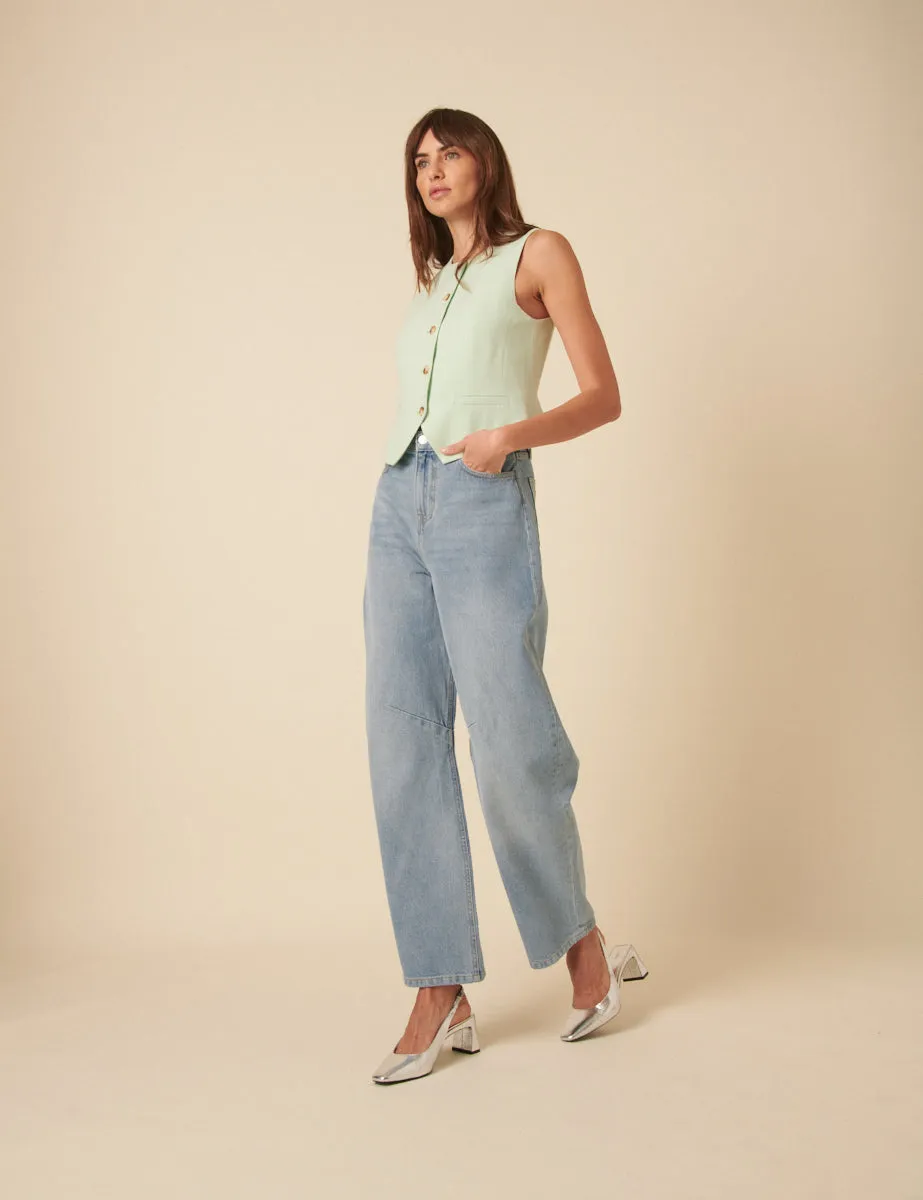 Mint Green Crew Neck Waistcoat sold by Nobody's Child product image thumbnail 2