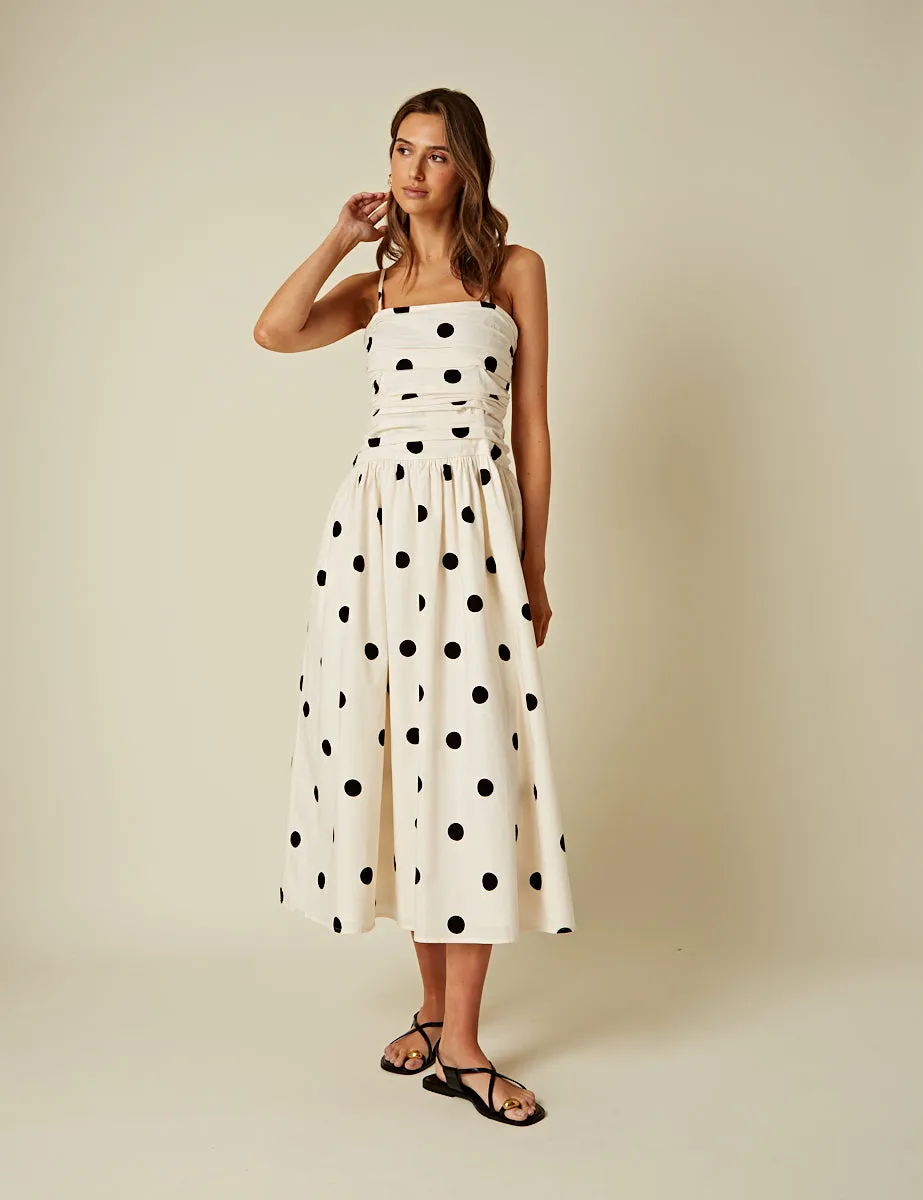 White Polka Dot Bandeau Felicity Midi Dress sold by Nobody's Child product image thumbnail 3