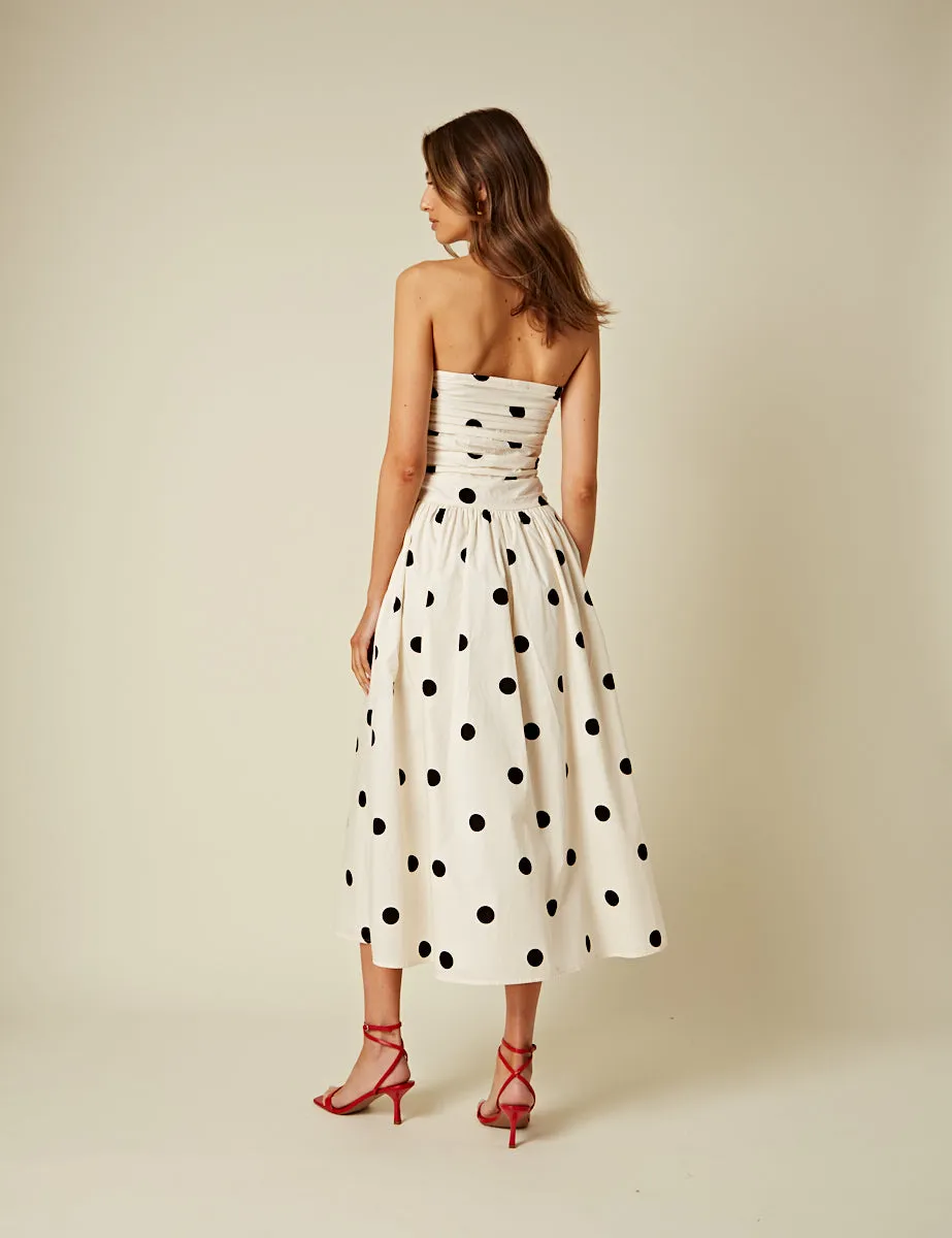 White Polka Dot Bandeau Felicity Midi Dress sold by Nobody's Child product image thumbnail 5
