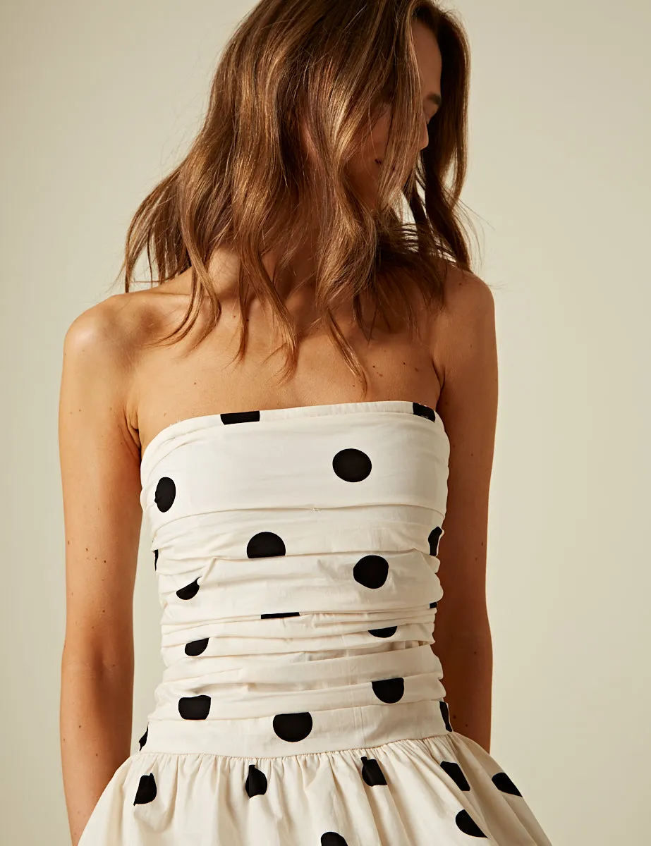 White Polka Dot Bandeau Felicity Midi Dress sold by Nobody's Child product image thumbnail 2