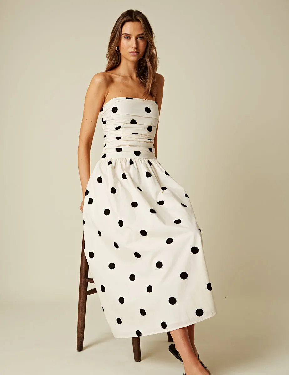 White Polka Dot Bandeau Felicity Midi Dress sold by Nobody's Child product image thumbnail 4