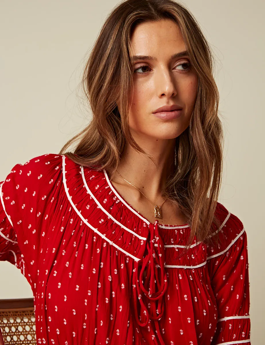 Red Printed Peyton Midi Dress sold by Nobody's Child product image thumbnail 2