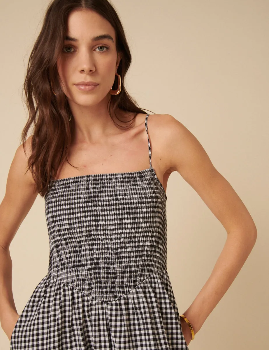 Black Gingham Ruched Imogen Midi Dress sold by Nobody's Child product image thumbnail 2