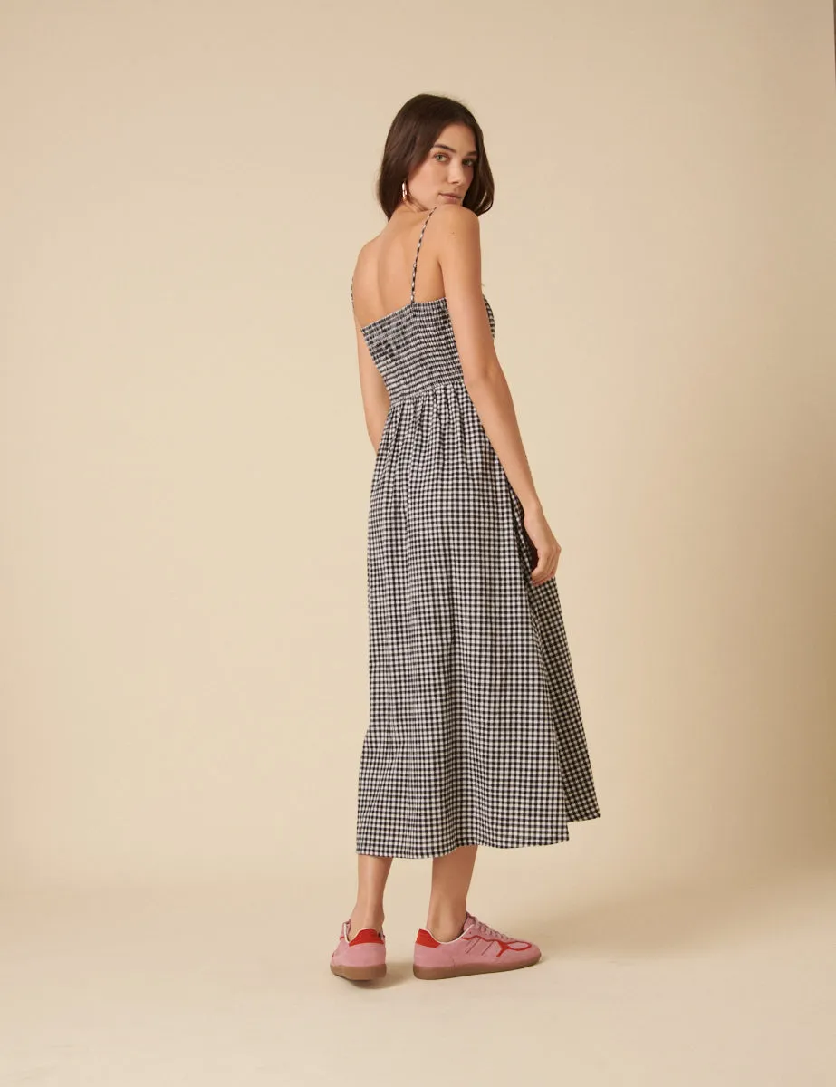 Black Gingham Ruched Imogen Midi Dress sold by Nobody's Child product image thumbnail 4