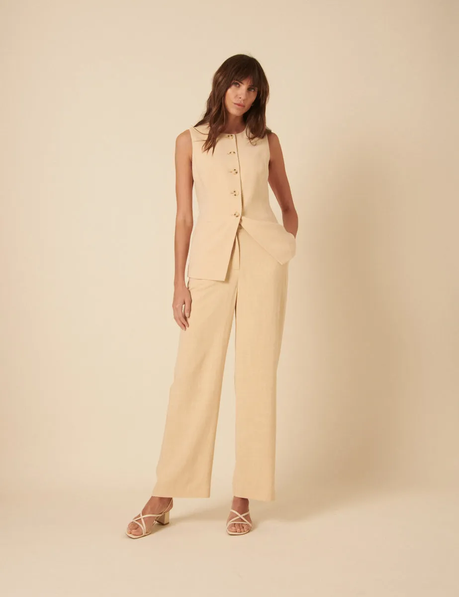 Cream Crew Neck Longline Waistcoat sold by Nobody's Child product image thumbnail 3