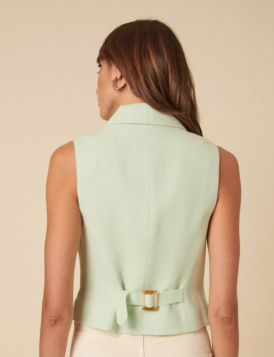 Mint Green Double Breasted Cropped Waistcoat sold by Nobody's Child product image thumbnail 4