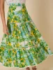 Green Lemon Print Tiered Midi Skirt sold by Nobody's Child