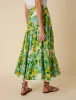 Green Lemon Print Tiered Midi Skirt sold by Nobody's Child