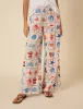 Cream Linen-blend Shell Print Relaxed Trousers sold by Nobody's Child