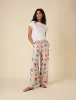 Cream Linen-blend Shell Print Relaxed Trousers sold by Nobody's Child