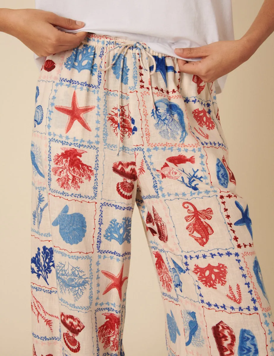 Cream Shell Print Relaxed Trousers sold by Nobody's Child product image thumbnail 2
