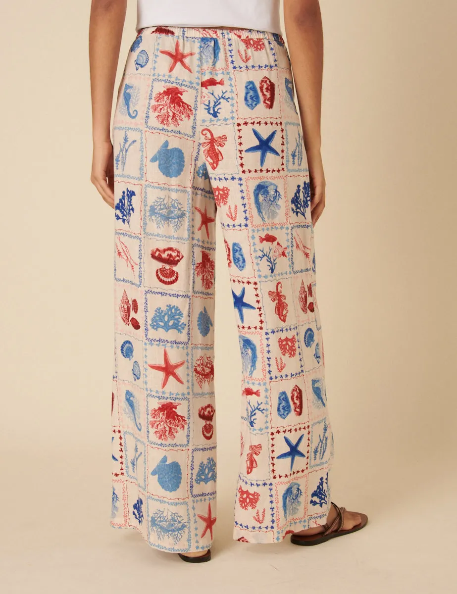 Cream Shell Print Relaxed Trousers sold by Nobody's Child product image thumbnail 4
