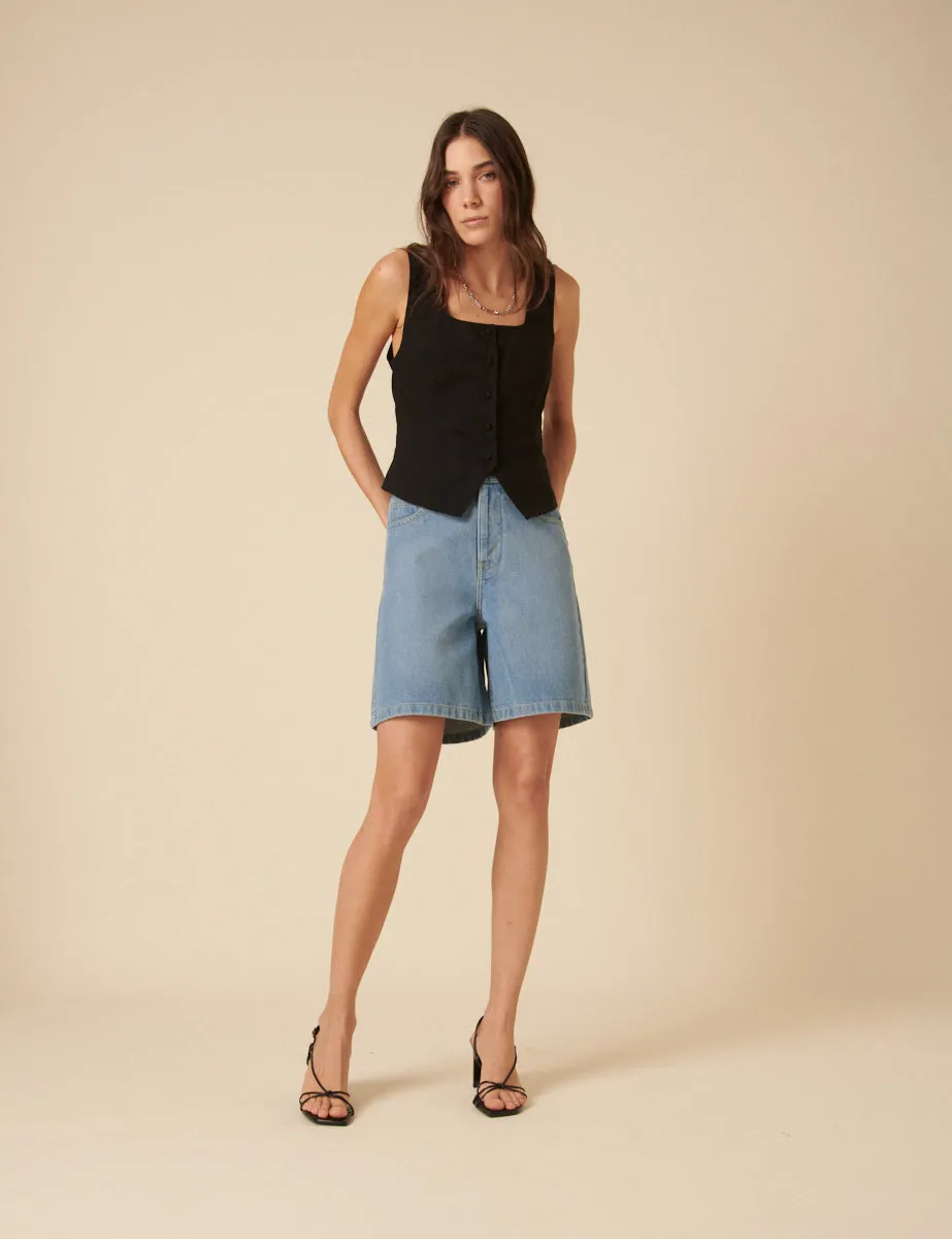 Light Wash Denim Brixton Long Shorts sold by Nobody's Child product image thumbnail 3