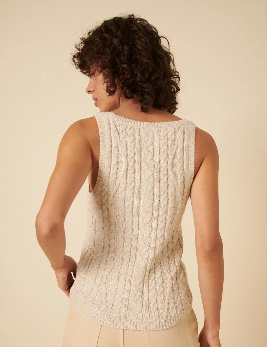 Cream Cable Knit Vest sold by Nobody's Child product image thumbnail 4