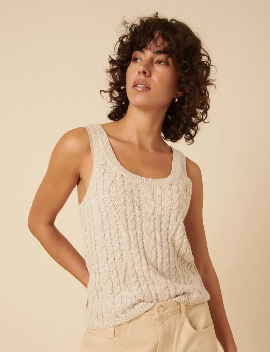 Cream Cable Knit Vest sold by Nobody's Child