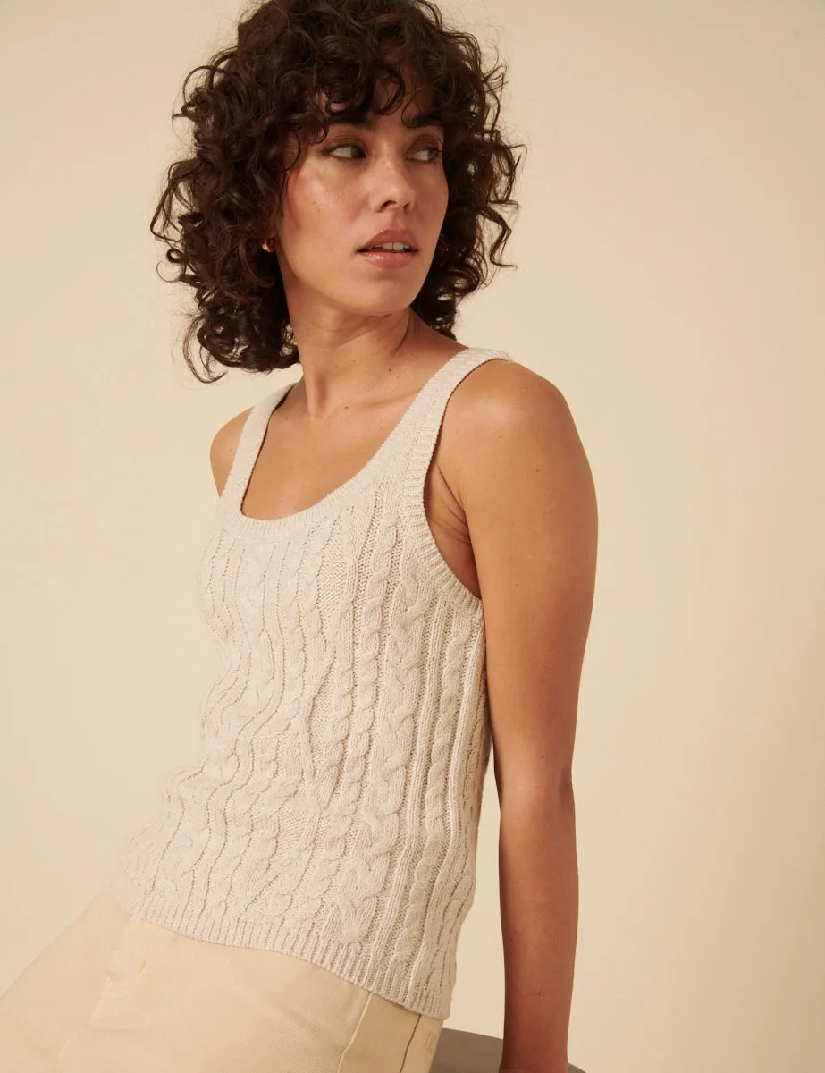 Cream Cable Knit Vest sold by Nobody's Child product image thumbnail 2