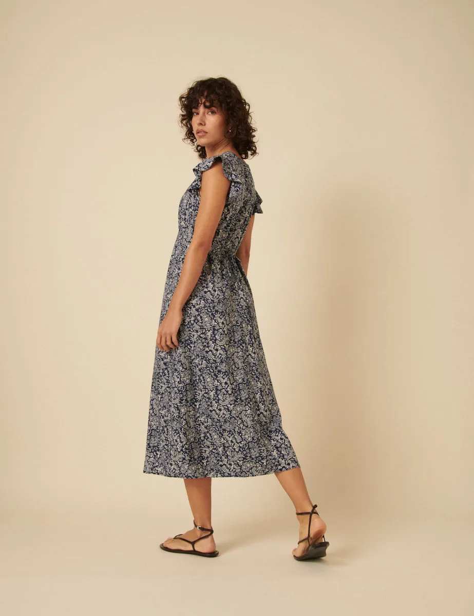 Blue Paisley Printed Lily Midi Dress sold by Nobody's Child product image thumbnail 4