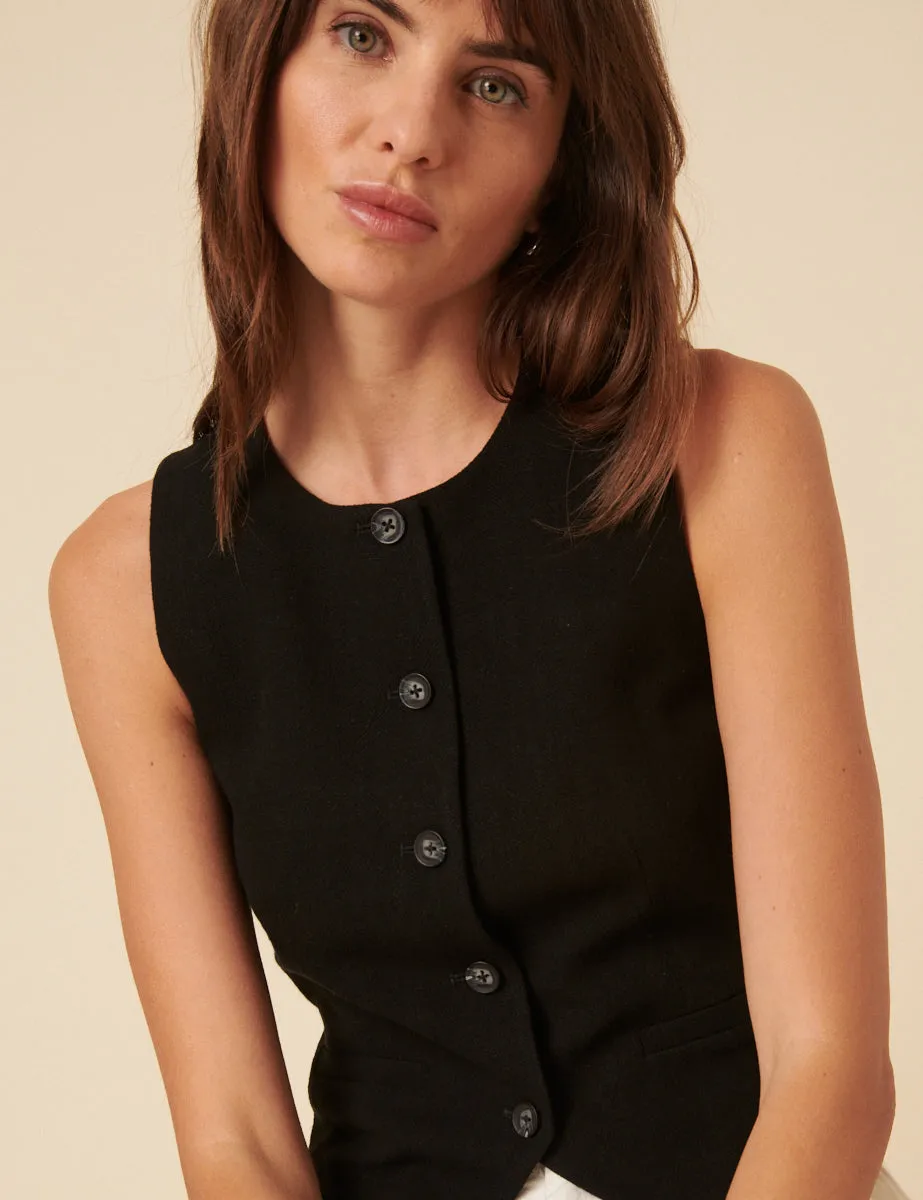 Black Tailored Crew Neck Waistcoat sold by Nobody's Child product image thumbnail 2