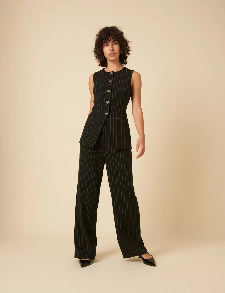 Black Pinstripe Tailored Waistcoat sold by Nobody's Child product image thumbnail 3