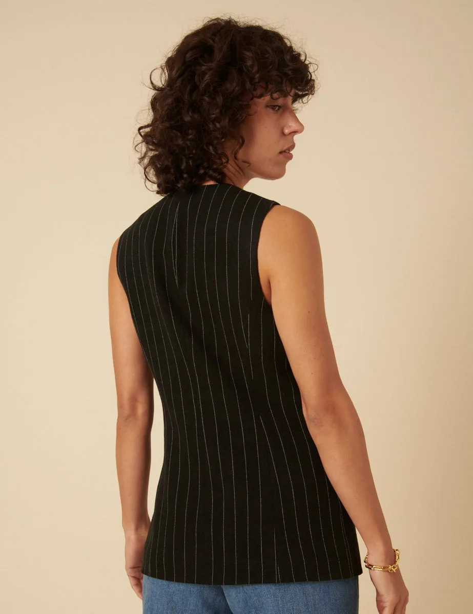 Black Pinstripe Tailored Waistcoat sold by Nobody's Child product image thumbnail 4