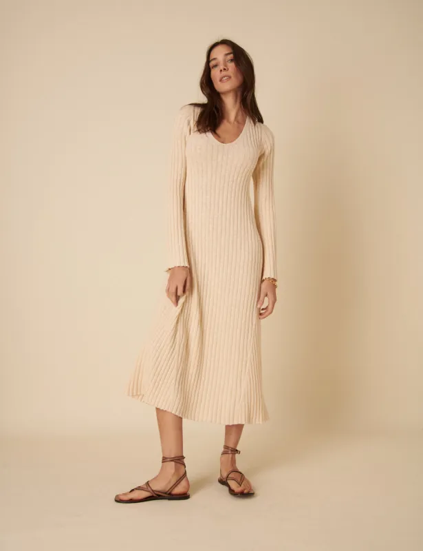 Beige A-Line Knitted Dress sold by Nobody's Child