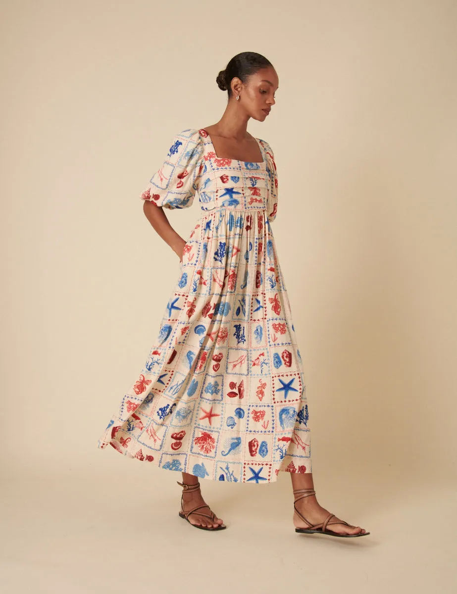 Beige Shell Print Nova Midi Dress sold by Nobody's Child