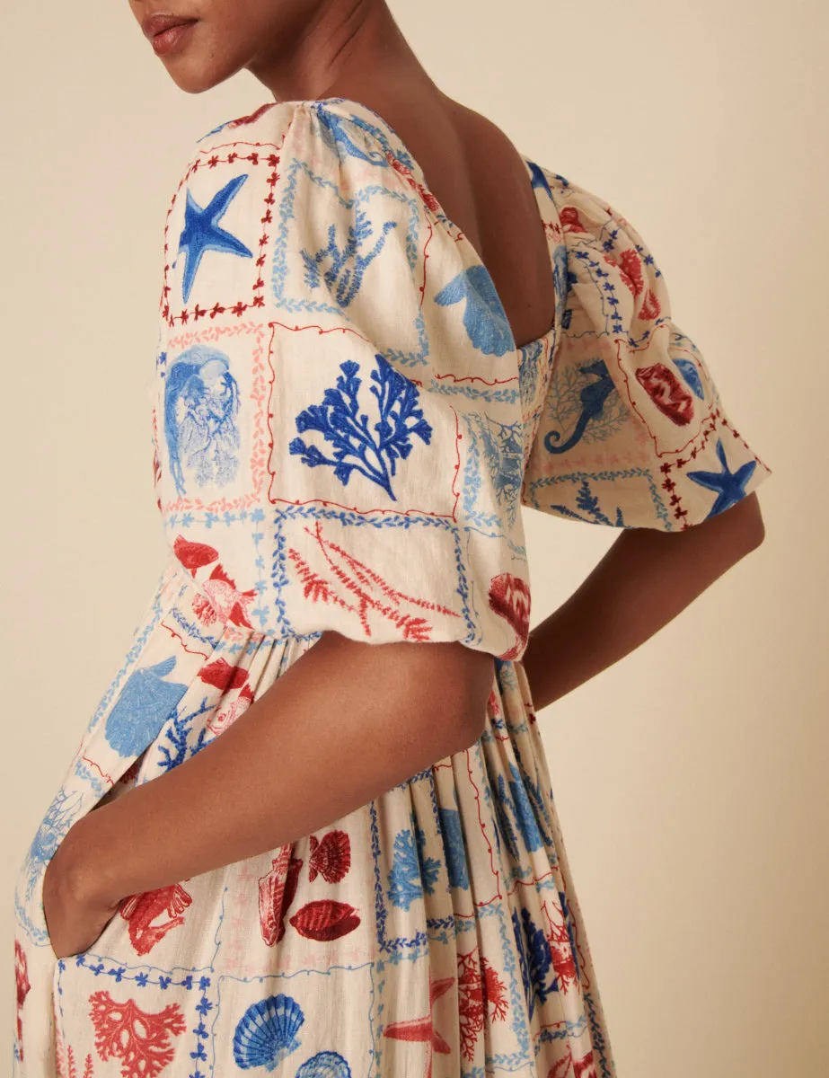 Beige Shell Print Nova Midi Dress sold by Nobody's Child product image thumbnail 4