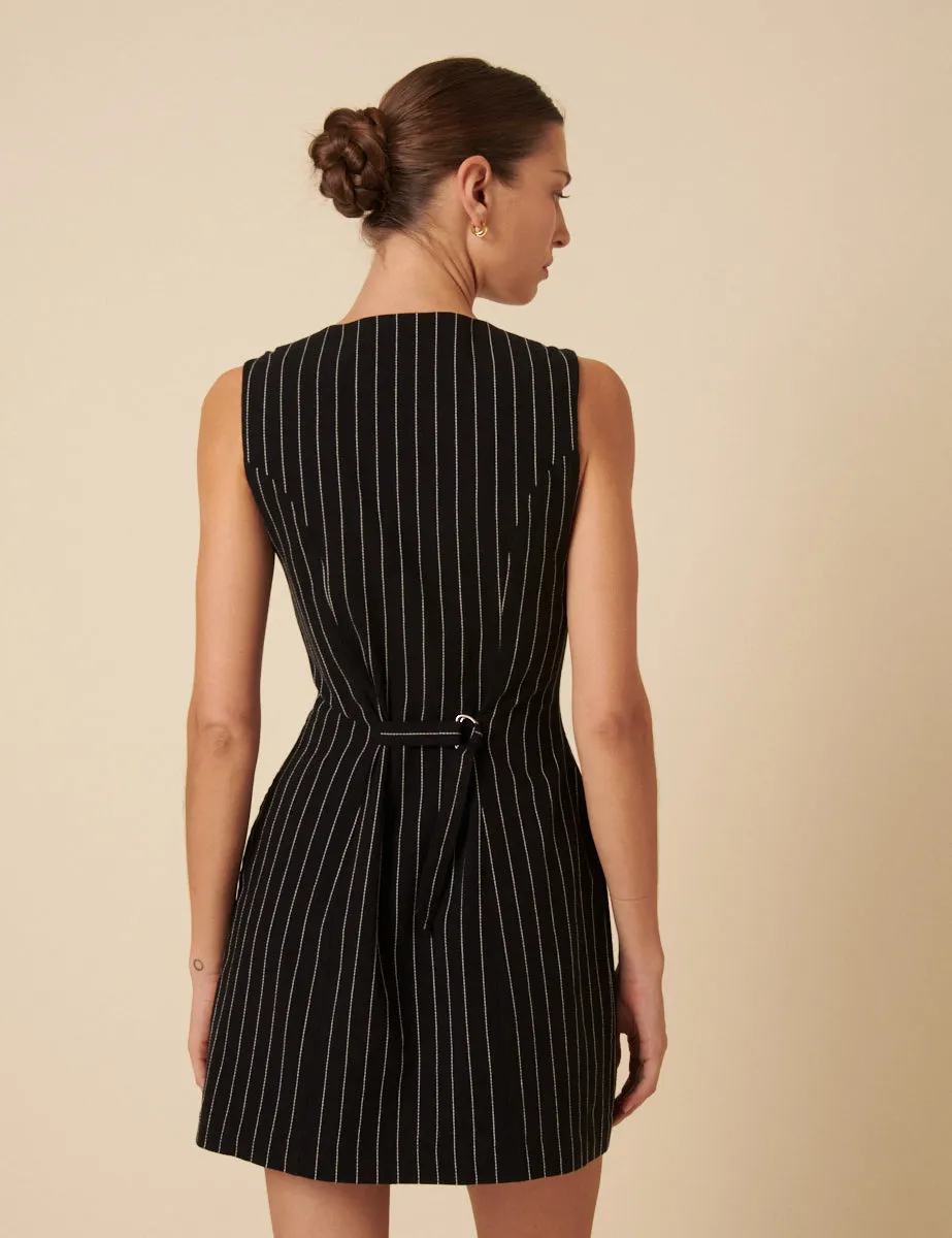 Black Pinstripe Yana Tailored Mini Dress sold by Nobody's Child product image thumbnail 4
