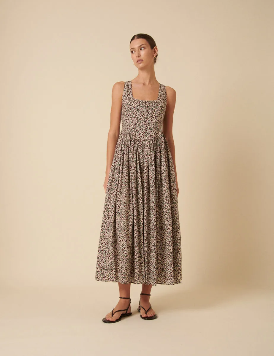 Cream Ditsy Floral Drop Waist Cora Midi Dress sold by Nobody's Child product image thumbnail 3