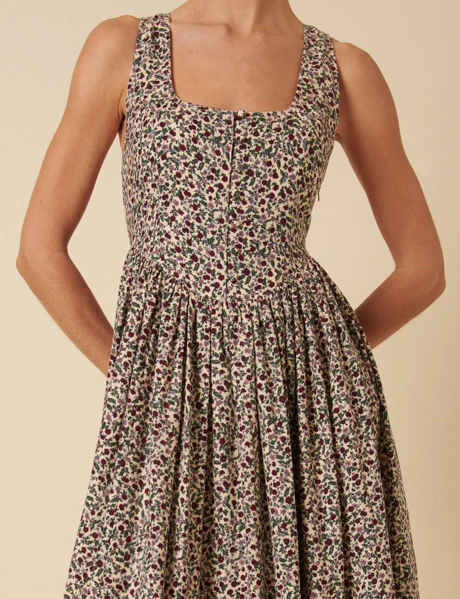 Cream Ditsy Floral Drop Waist Cora Midi Dress sold by Nobody's Child product image thumbnail 2