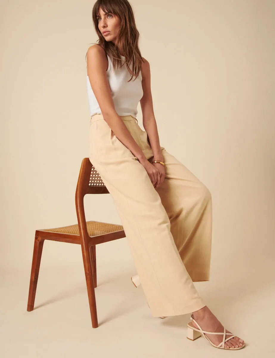 Cream Isabelle Wide Leg Trousers sold by Nobody's Child product image thumbnail 3