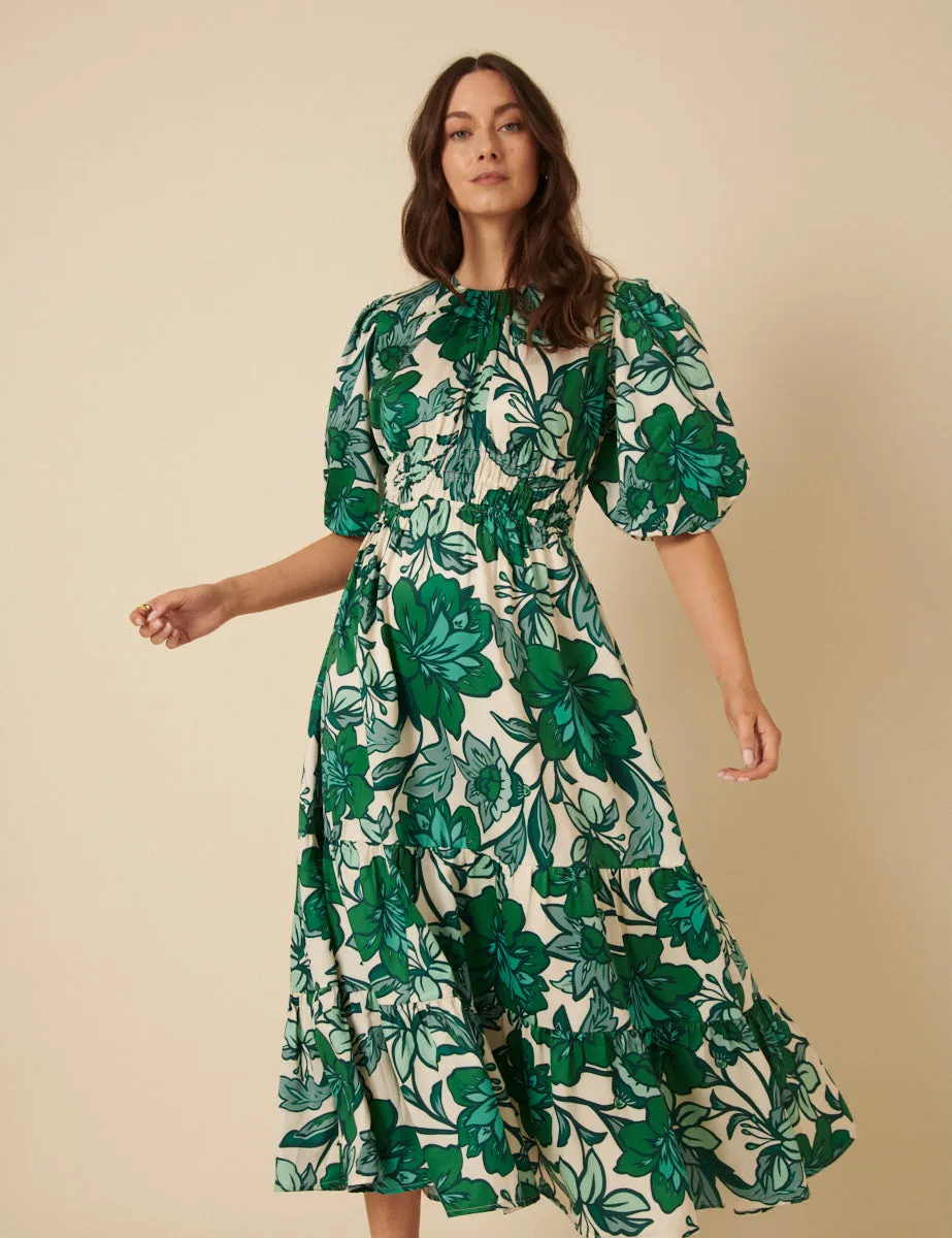 Green Floral Printed Zelda Midi Dress sold by Nobody's Child product image thumbnail 2
