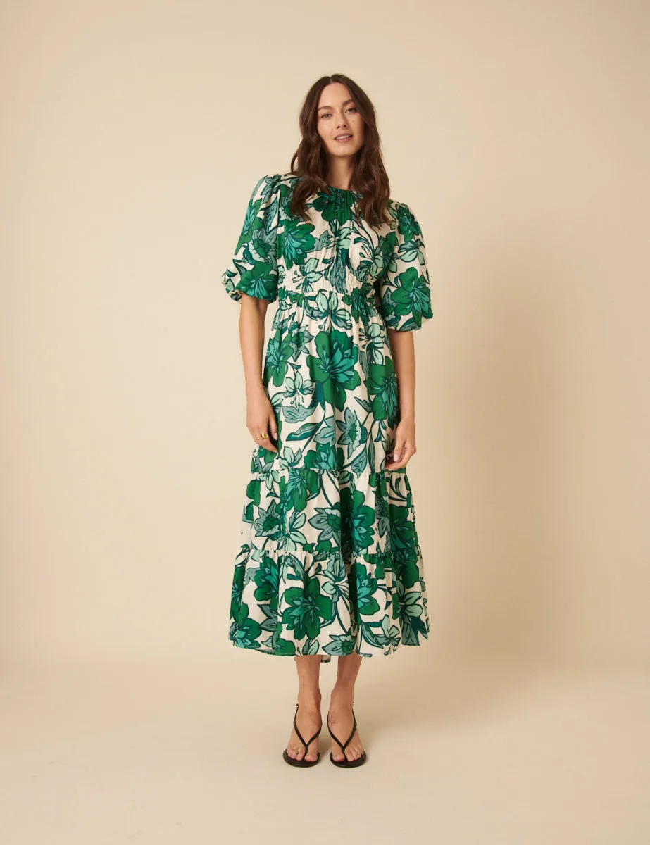 Green Floral Printed Zelda Midi Dress sold by Nobody's Child product image thumbnail 4