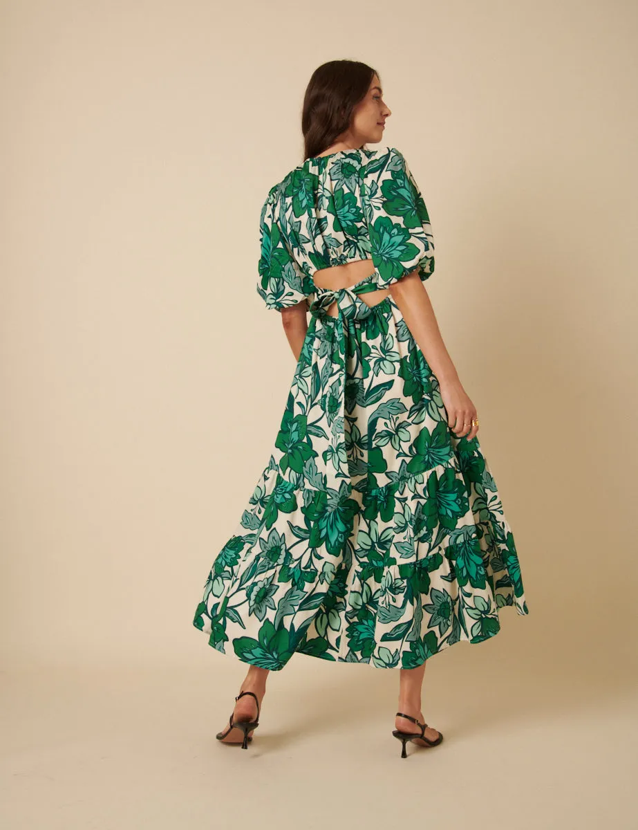 Green Floral Printed Zelda Midi Dress sold by Nobody's Child product image thumbnail 5