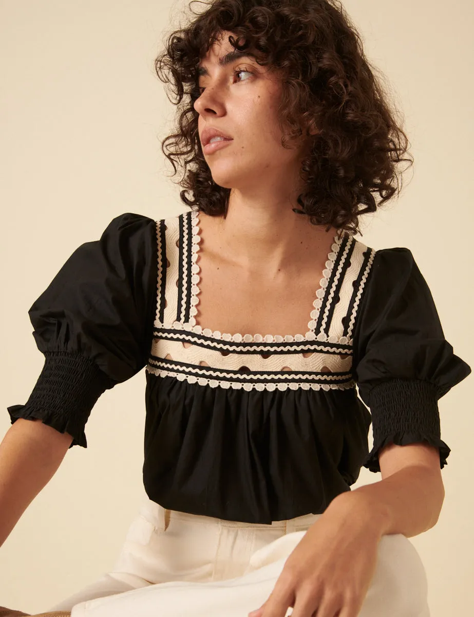 Black Crochet Trim Blouse sold by Nobody's Child product image thumbnail 3