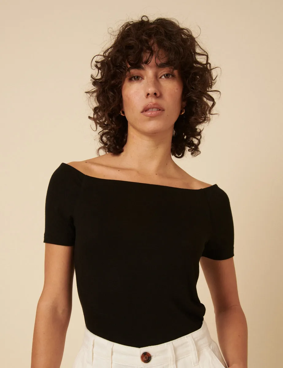 Black Bardot Top sold by Nobody's Child