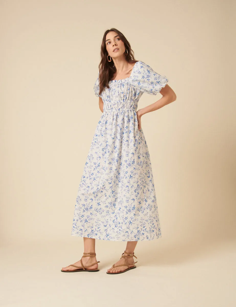 Blue Ditsy Floral Kurtis Midi Dress sold by Nobody's Child