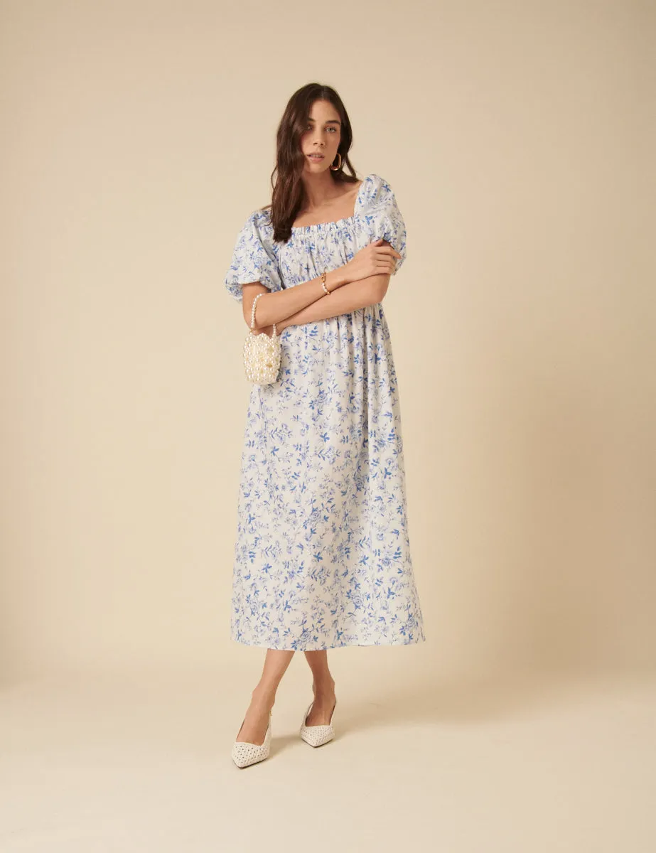 Blue Ditsy Floral Kurtis Midi Dress sold by Nobody's Child product image thumbnail 3