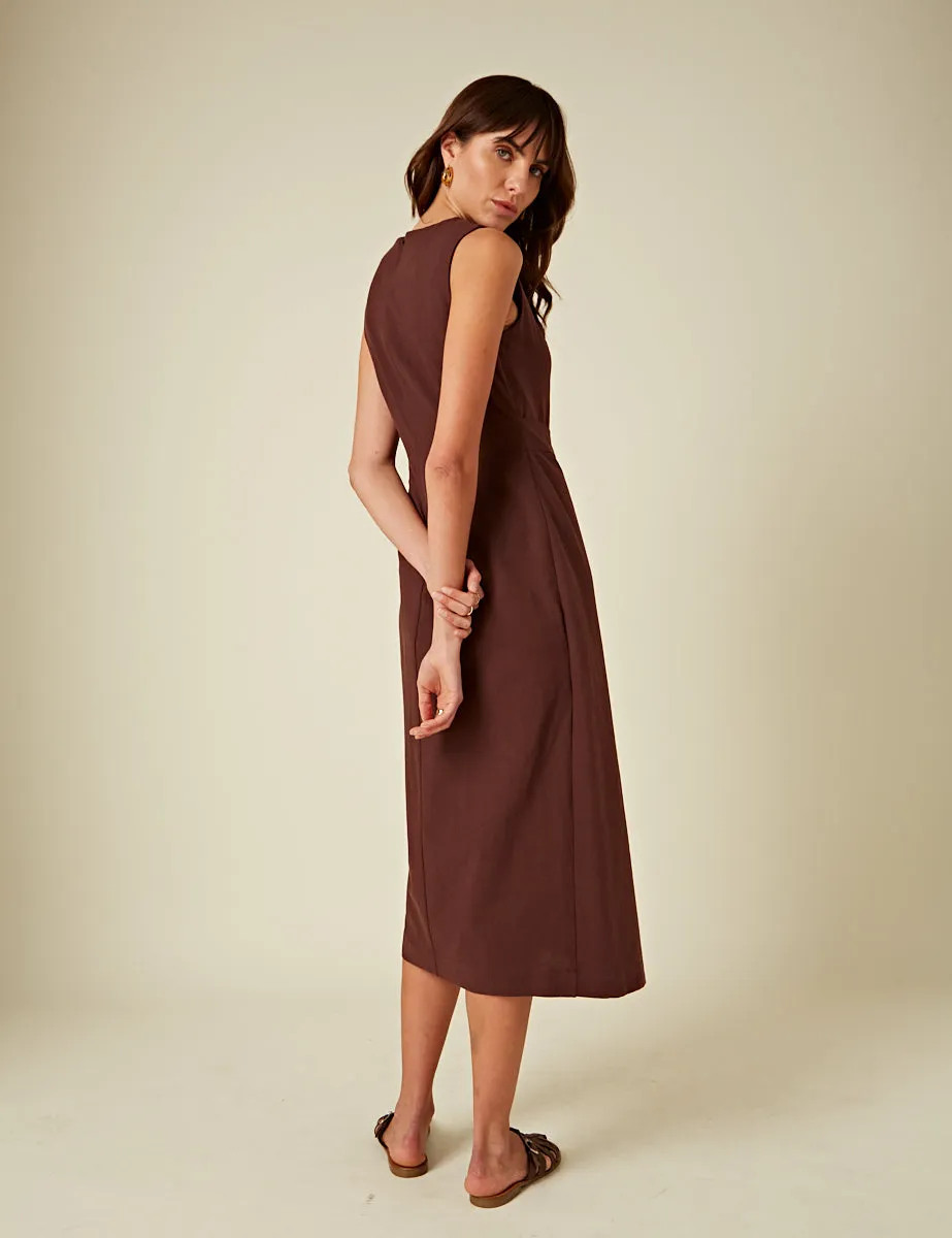Brown Tie Waist Lottie Midi Dress sold by Nobody's Child product image thumbnail 5