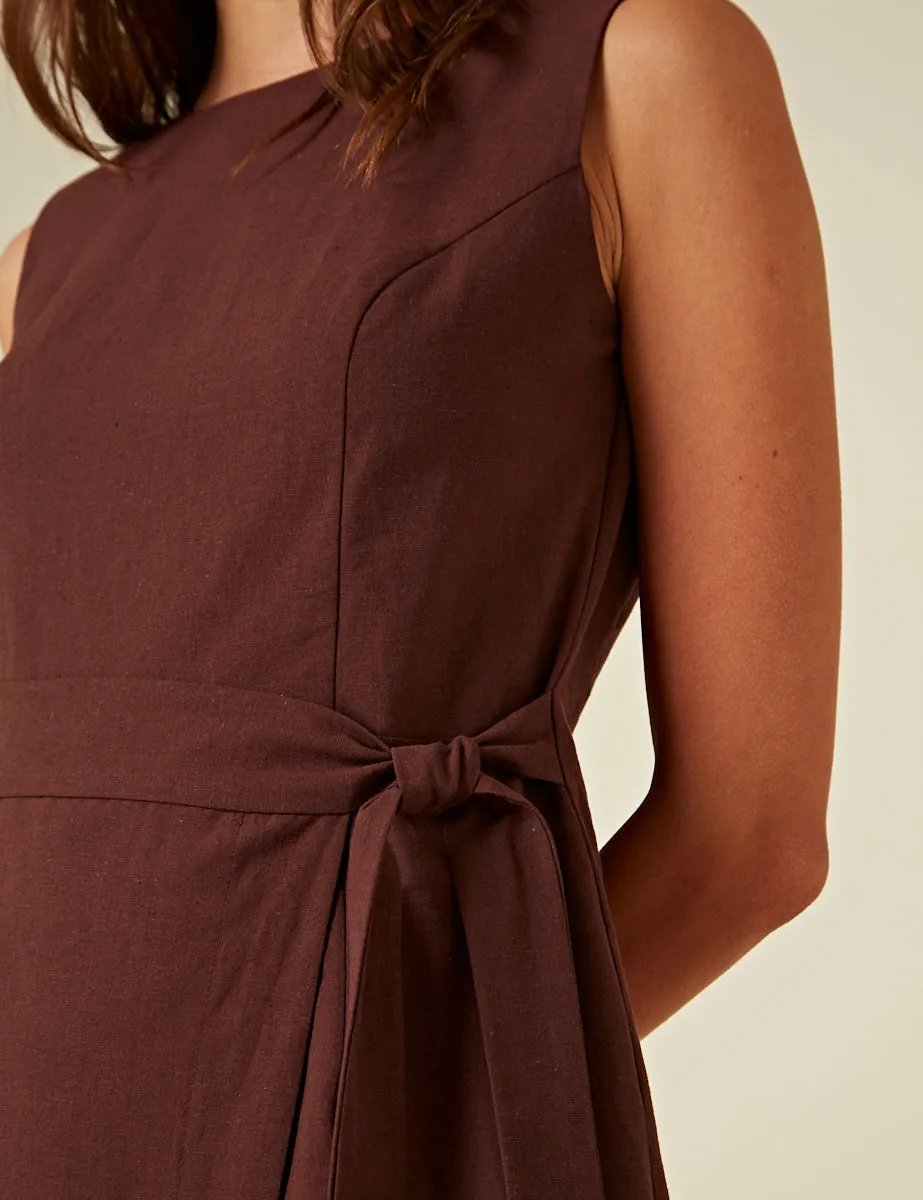 Brown Tie Waist Lottie Midi Dress sold by Nobody's Child product image thumbnail 4