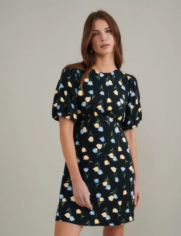 Black Floral Benita Mini Dress sold by Nobody's Child
