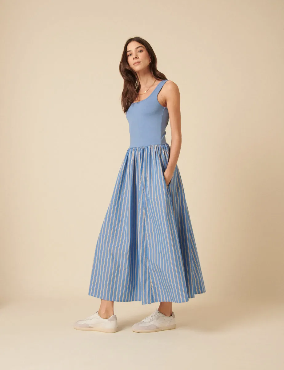 Blue Striped Colorado Midi Dress sold by Nobody's Child product image thumbnail 2