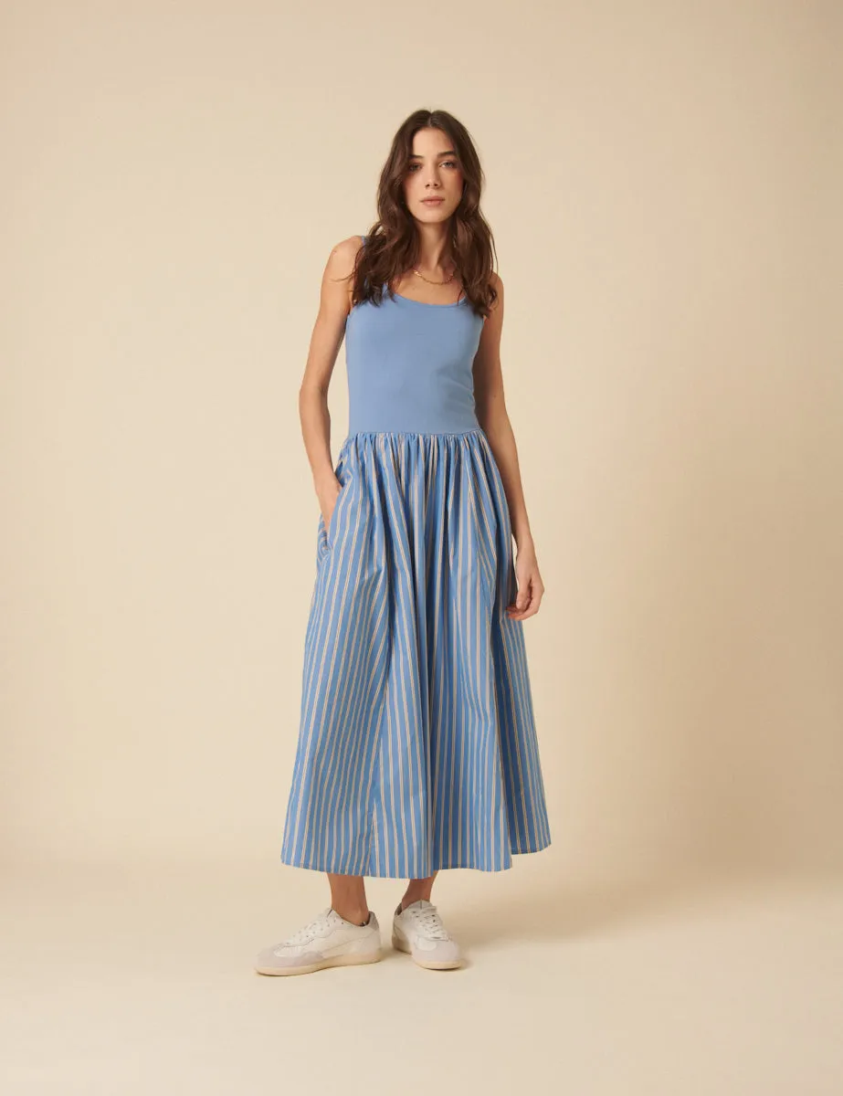 Blue Striped Colorado Midi Dress sold by Nobody's Child product image thumbnail 4